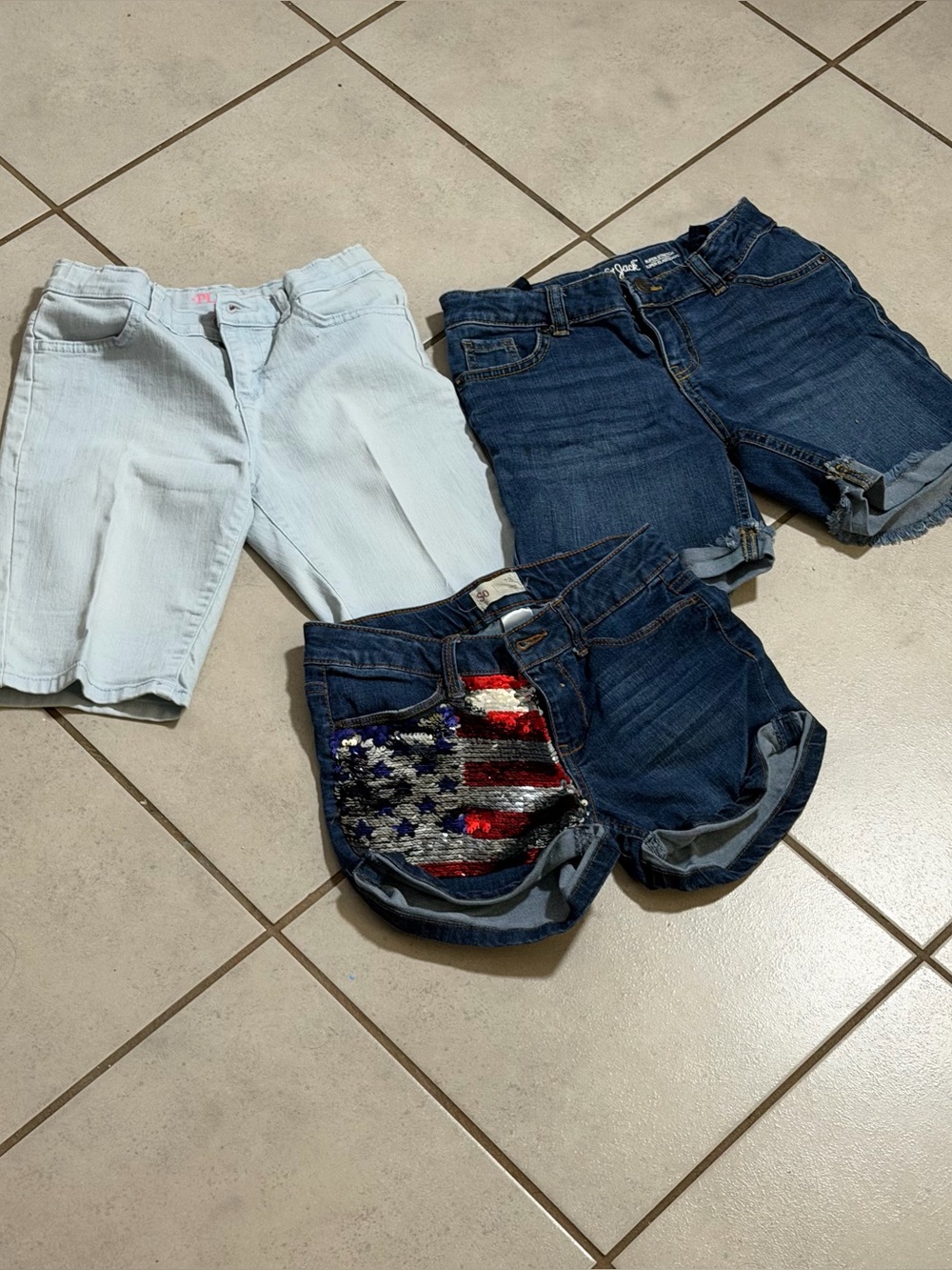 Cat & Jack, SO, Place Kids Girl Denim Shorts Sequin Outdoors Summer size L(10/12